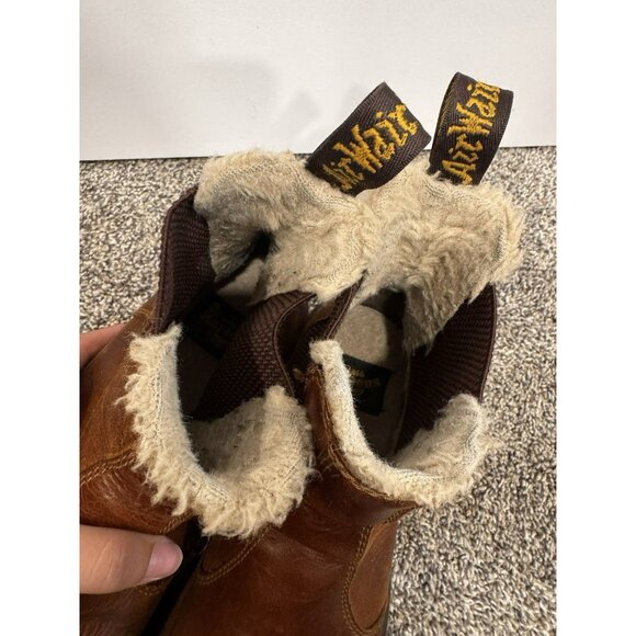 Dr. Martens Leonore Leather Chelsea Boot in Saddle Tan Brown Faux Fur Size 8 - Picture 6 of 8